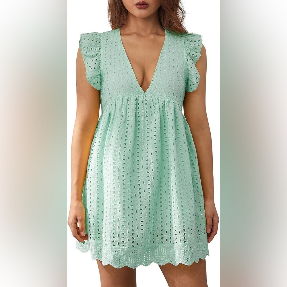 Amazon Short Sleeved Flowy Ruffle Dress (With Shorts Underneath)